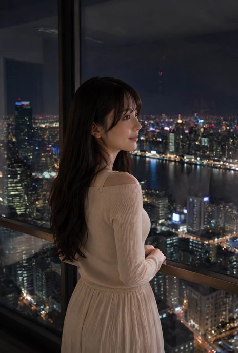 私と夜景？どっちが綺麗？