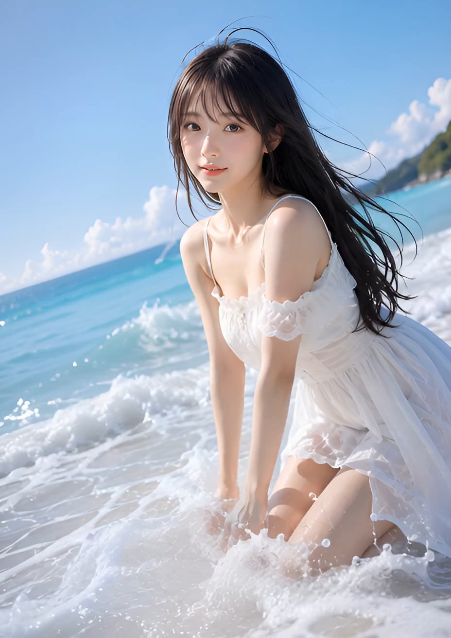 波に溶けそうな午後：海の冷たさが気持ちよくて、もうしばらくここにいたい🌊